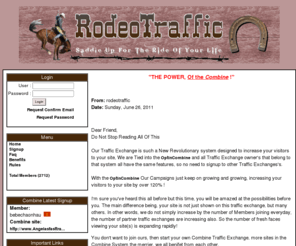 rodeotraffic.info: rodeotraffic
Our Traffic Exchange is a revolutionary new system designed to drastically increase the number of visitors to your site.