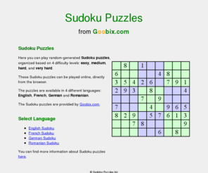 sudoku-puzzles.biz: Sudoku Puzzles: A Guide in the World of Sudoku
Play sudoku puzzles online