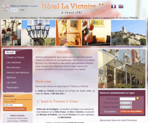 hotel-victoire.com: Hotel La Victoire - Vence - Cote d'azur - France - Site Officiel
L' Hotel la Victoire vous accueillent à Vence dans une des 15 chambres climatisées. Réservez un hotel dans le sud de La France proche de Nice et Cannes !