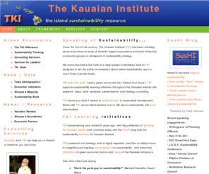 kauaian.net: Sustainable Hawaii? island sustainability data, maps, blog,
training from Kauai
Explore sustainability information for the Hawaiian islands with green economist Ken Stokes