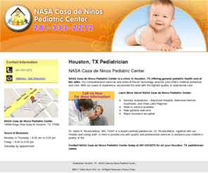 nasapediatrics.com: Pediatrician Houston, TX - NASA Casa de Ninos Pediatric Center
NASA Casa de Ninos Pediatric Center provides general pediatric health care services to Houston, TX. Call us at 281-333-2272 for more information.