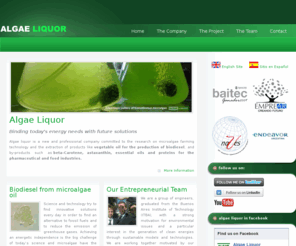 algaeliquor.com: Algae Liquor -
Technology startup on microalgae for the production of biodiesel and derivates for nutraceutical an pharmaceutical industries
Algae Liquor is a young and professional company for the investigation of microalgae cultivation and oil extraction technology for biodiesel production as well as high value derivates like betacarotene, astaxanthin and proteins for the nutraceutical an pharmaceutical industries.