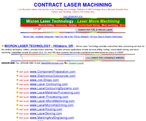 contractlasermachining.com: Contract Laser Machining - www.ContractLaserMachining.com
Contract Laser Machining from the Technology Data Exchange - Linked to TDE member firms.