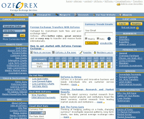 ozforex.com.au: Foreign Exchange Transfers With Oz Forex | Oz Forex Foreign Exchange
Online foreign exchange dealing and currency transfers. Foreign exchange and currency information for investors, traders and travellers; including real time exchange rates, forex charts, fx ranges, economic calendars and much more.