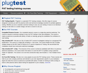 pat-testing-training.net: Plugtest - City & Guilds 2377 PAT Testing Training Courses.
Recognised PAT qualification - C&G 2377-12 inspection and testing of electrical equipment. Venues across the UK £160  VAT -  BOOK ONLINE!  