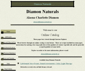 diamon-naturals.us: Diamon Naturals
natural herbal products, stones, gemstone jewelry, books, kaleidoscopes, collage and ethnic art, and services to bring about balance in body, mind and spirit