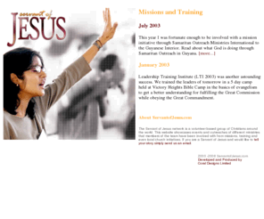 servantofjesus.com: s e r v a n t o f J e s u s . c o m
Christian community site for articles, devotionals, wallpaper, scripture, encouragement.  This is a moderated community.