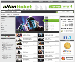 altanticket.com: Altan Ticket, Biglietteria Online - Biglietti per Eventi Sportivi Musica e Teatro
Altan Ticket :  - CALCIO, CONCERTI, SPORT, OPERA & TEATRO, FESTIVALS, MAGLIE, Biglietteria Online, Eventi Sportivi, Concerti, Teatro