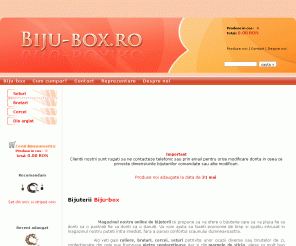 biju-box.ro: Biju-box -  Magazin bijuterii lucrate manual | Seturi | Bratari | Coliere | Cercei | Pietre semipretioase
Magazin bijuterii unicat, realizate din pietre semipretioase, sticla, plastic, lucrate manual.