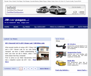 jbcarpages.com: JB car pages - Auto Reviews / Specs / Pictures / Parts / Tires
Provides reviews, specs, pictures, wallpapers, msrp and invoice prices, and features and safety information for new and used cars, as well as automotive news and classifieds for pre-owned vehicles. Find performance and replacement parts and tires for your vehicle here.