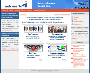 instrumenta.de: Software und Seminare für Private Finanzplanung und Buchhaltung  - Instrumenta.de
Die Instrumenta GmbH bietet Software und Seminare zum Thema Private Finanzplanung oder Vermögensplanung an.