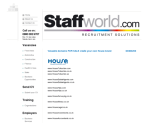 stafflogistics.co.uk: Domain Names FOR SALE from Staffworld Business Opportunites
The UKs online centre for jobs in Sales, Healthcare, Construction, Automotive.  Looking for work - Find the latest job vacancies here.