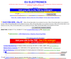 eu-electronics.com: EU Electronics - www.EU-Electronics.com
EU Electronics from the Technology Data Exchange - Linked to TDE member firms.