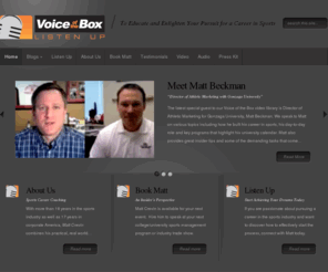 voiceofthebox.com: Voice of the Box –  To Educate and Enlighten your Pursuit for a Career in Sports
To Educate and Enlighten your Pursuit for a Career in Sports