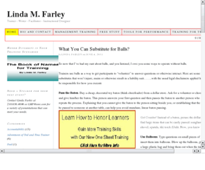 farleytraining.com: Linda M. Farley — Trainer – Writer – Facilitator – Instructional Designer
Trainer – Writer – Facilitator – Instructional Designer