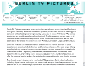 berlin-tvpix.com: camera crews
Providing Beta SP NTSC and PAL camera crews in Berlin, Hanover, Dresden,  Leipzig, and Hamburg. American owned and operated. Digibeta, HD, DVC  pro, DV cam available.