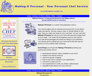 makingitpersonalnj.com: Making It Personal - A Personal Chef Service serving Fairfield County in Connecticut
APPCA Member Chef William Alderson serving Fairfield County in Connecticut