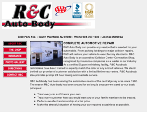 randcautobody.com: R and C Autobody
R&C Auto Body can provide any service that is needed for your automobile. From parking lot dings to major collision repairs. R&C Autobody also provides prompt 24 hour towing and roadside service. 