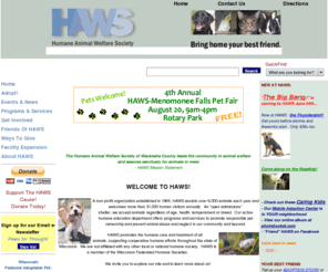 hawspets.org: H.A.W.S. (Humane Animal Welfare Society) Waukesha, WI :: Welcome to HAWS!
