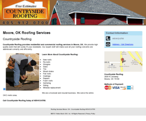 roofingokc.net: Roofing Services Moore, OK - Countryside Roofing 405-912-0700
Countryside Roofing provides residential and commercial roofing services in Moore, OK. Call 405-912-0700 today.