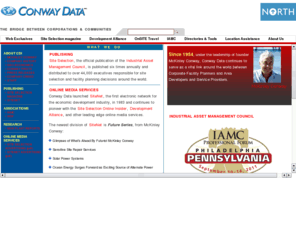 sitescans.com: Conway Data, Inc. - The Bridge Between Corporations and Communities
Since 1954, under the leadership of founder McKinley Conway, Conway Data continues to serve as a vital link around the world between corporate facility planners and area developers and service providers.