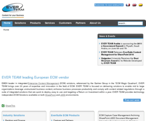 ever-mediapps.com: Enterprise Content Management ECM Software EMEA Leader | EVER TEAM
EVER TEAM Gestion de contenu d’entreprise ECM