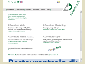 solar-plexus.net: Reklamebureau: ADventure, grafisk markedsføring & reklamebureau
ADventure - Reklamebureau med speciale indenfor markedsføring, tryksager grafik og webdesign. Besøg ADventure