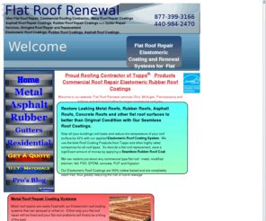 flatroofrenewal.com: Ohio Flat Roof Repair and Flat Roof Elastomeric Roof Coatings, Metal Roof Coatings, Asphalt Roof Coatings
Ohio Flat Roof Repair Services for Commercial Flat Roof Repairs. Elastomeric Roof Coatings to Restore Flat Metal Roofs, Flat Asphalt Roofs, Flat Rubber Roofs and Gutters. 