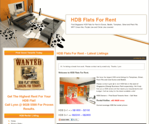 hdbflatsforrent.com: HDB Flats For Rent - Lowest Rents, Good Locations, Near MRT, Schools & Shops Available
Rent Singapore HDB Flats in Pasir Ris, Tampines, Simei and some say Bedok, Eunos too. Find flats near Changi Business Park. Call Lynn +65 9028 5599