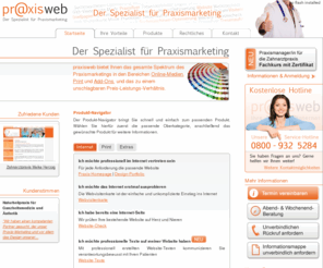 arzthomepages.info: Homepage für Praxis und Zahnarztpraxis: praxisweb
praxisweb ist Ihr Spezialist für wirtschaftliches Praxismarketing. Wir bringen Sie mit effizienten Lösungen und Ihrer eigenen Homepage ins Internet.