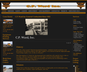 cpward.com: C.P. Ward, Inc.
C.P. Ward Inc. General Contractors since 1921. Services include Under Bridge Inspection Unit (UBIU), and Work Zone Traffic Control (WZTC)