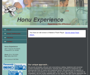 honuexp.com: Honu Experience - Home
We provide affordable, efficient and conscientious cabling, telephone and voicemail system installation and maintenance.