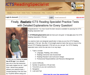 ictsreadingspecialist.com: ICTSReadingSpecialist.com - Your #1 source for passing the ICTS Reading Specialist
ICTSReadingSpecialist.com offers 5 full-length ICTS Reading Specialist practice tests, plus a free sample test. That's over 500 practice questions to help you prepare for the real ICTS Reading Specialist test.