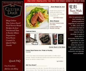 culverduck.com: Culver Duck Farms - North America's Second Largest Duck Farm.
Culver Duck Farms, 2nd largest producer of White Pekin Duck & winner of 7 NASFT trophies. Find duck recipes, nutritional information & buy duck online.