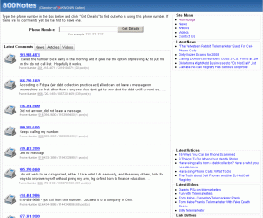 800notes.com: 
	Phone Number Comments

Type the phone number in the box below and click 'Get Details' to find out who is using this phone number.