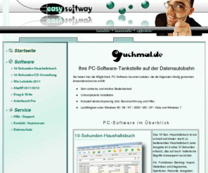 bewerbung-download.com: PC Software
PC-Software zum Download, deutschsprachig und intuitiv bedienbar: Das 10-Sekunden-Haushaltsbuch, der Lohn- und Gehaltsrechner Win LohnInfo, die 10-Sekunden-CD-Verwaltung, das Bundesliga-Programm Abpfiff...