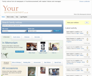 yourannouncement.co.uk: Search family announcements - All notice types - YourAnnouncement
