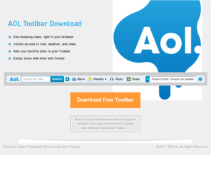 asylumtoolbar.com: Asylum Toolbar
Updated! Free add-on for Internet Explorer and Firefox that includes access to AOL or AIM mail, search, and allows you to customize your toolbar with any web site.