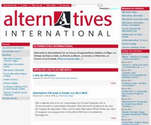 alterinter.org: [Alternatives International]
Alternatives International est un réseau d'organisations établies au Niger, en Afrique du Sud, en Inde, au Brésil, au Maroc, en Israël, en Palestine, en France et au Canada. [ Pour en savoir plus... ]