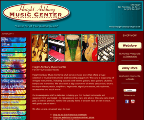 haight-ashbury-music.com: Haight Ashbury Music Center - Guitars, Percussion, Keyboards, Bass, Recording Equipment, Ethnic Instruments, Accessories, Rentals, Repairs
Haight Ashbury Music Center has a huge selection of instruments and recording gear. Great prices and service at our San Francisco and online stores!