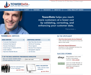 towerdata.com: Email Solutions - Data Solutions - TowerData
TowerData can validate, correct, and append your customer data.