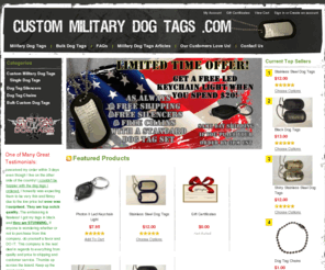 custommilitarydogtags.com: Military Dog Tags | Personalized Dog Tags | Custom Dog Tags |
Military Dog Tags | Custom Dog Tags With Your Own Text. Free Shipping On Our Personalized Dog Tags! We Have Black Dog Tags.