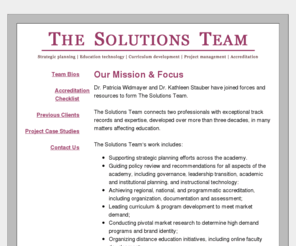 widmayerassociates.com: Project Case Studies > >  The Solutions Team
The Solutions Team connects two professionals with exceptional track records and expertise, developed over more than three decades, in many matters affecting education.