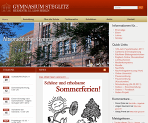 gymnasiumsteglitz.de: Gymnasium Steglitz
Offizielle Website des altsprachlichen Gymnasium Steglitz in Berlin mit Informationen und News.