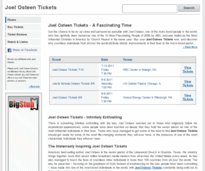 joelosteentickets.net: Joel Osteen Tickets - JoelOsteenTickets.net
Find the best deals on Joel Osteen tickets! JoelOsteenTickets.net is your source for Joel Osteen concerts, tour dates, cheap tickets, premium tickets, music, videos, news, and more.
