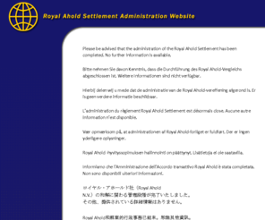 aholdsettlement.com: Royal Ahold Settlement Administration Website
Royal Ahold Settlement Administration Website