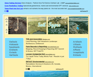 soiltypes.org: Soil Types
Full details about 12 soil types including pictures and soil descriptions: gelisols,histosols,spodosols,andisols,oxisols,vertisols,aridisols,ultisols,mollisols,alfisols,inceptisols,entisols
