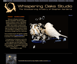 puzzlesinwood.com: - Whispering Oaks Studio - Stephen Aardsma
Explore the world of wildlife woodcarvings by Stephen Aardsma of Whispering Oaks Studio.