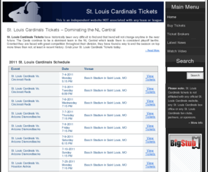 stlouiscardinalstickets.biz: StLouisCardinalsTickets.biz | St. Louis Cardinals Tickets
StLouisCardinalsTickets.biz for all St. Louis Cardinals tickets. Cheap tickets, premium tickets, widest selection.