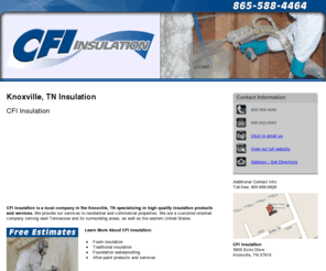 insulationknoxvilletn.com: Insulation Knoxville, TN - CFI Insulation 865-588-4464
Free estimates at CFI Insulation of Knoxville, TN. Foam insulation, traditional insulation, foundation waterproofing. Call 865-588-4464.